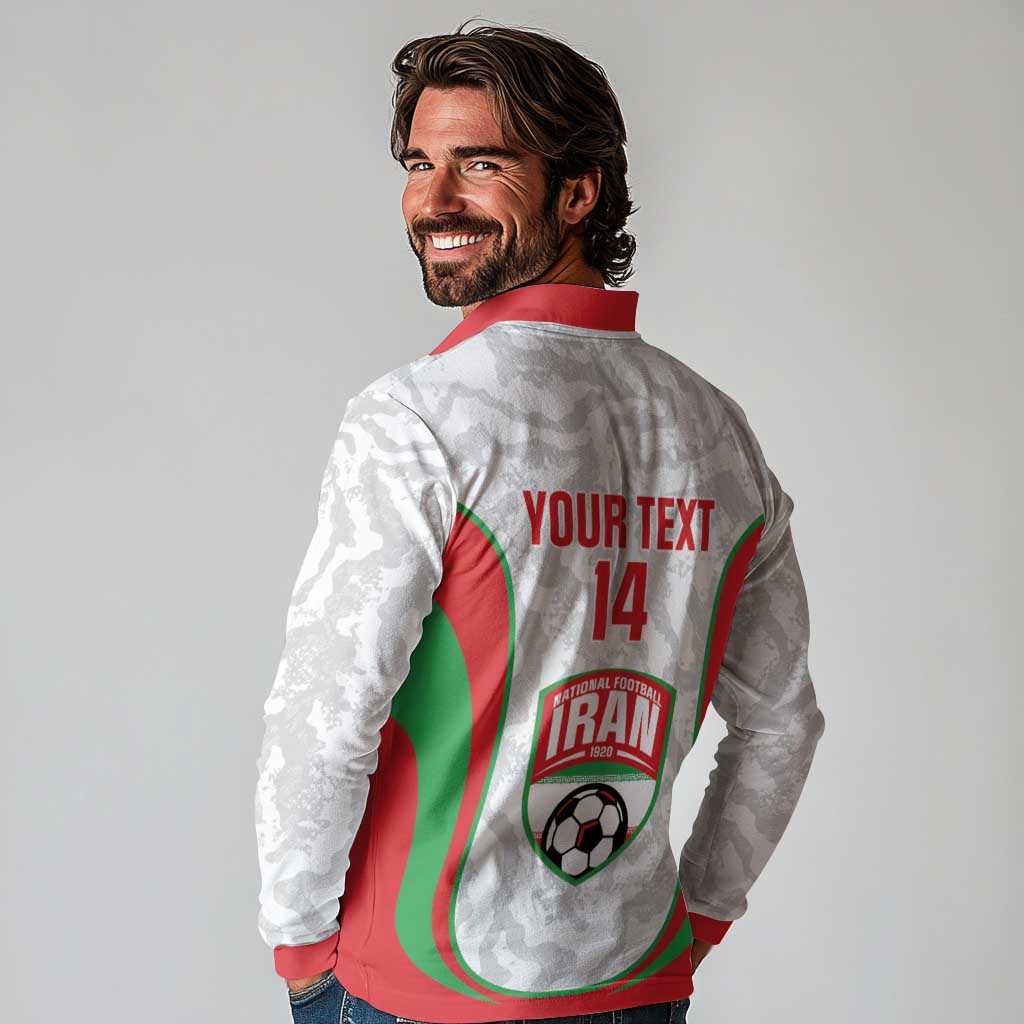 Iran Football Custom Long Sleeve Polo Shirt Come On Team Melli Cheetah - Wonder Print Shop