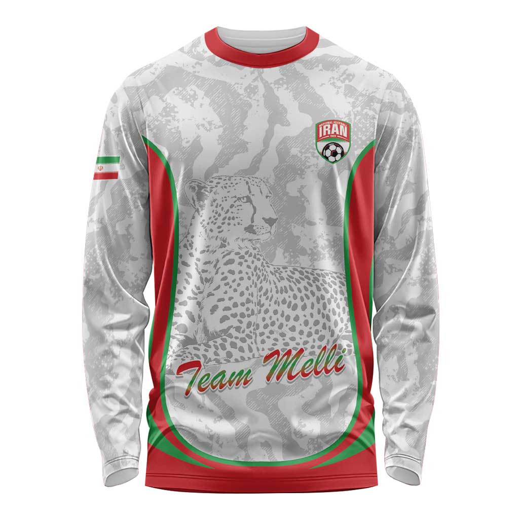 Iran Football Custom Long Sleeve Shirt Come On Team Melli Cheetah - Wonder Print Shop