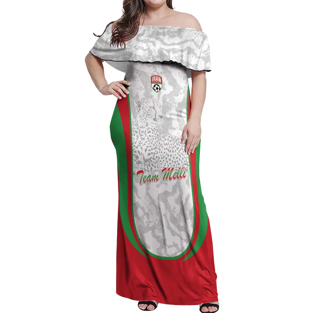 Iran Football Custom Off Shoulder Maxi Dress Come On Team Melli Cheetah - Wonder Print Shop