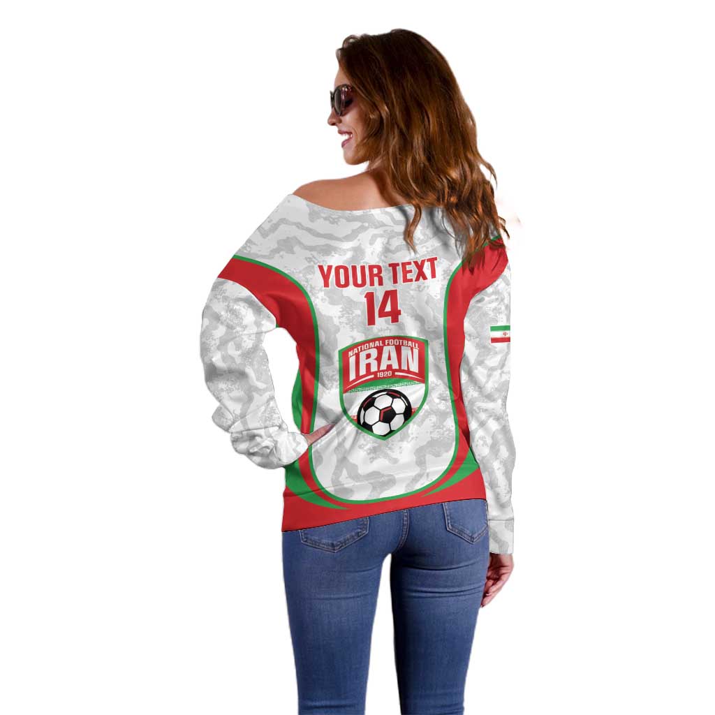 Iran Football Custom Off Shoulder Sweater Come On Team Melli Cheetah - Wonder Print Shop