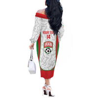 Iran Football Custom Off The Shoulder Long Sleeve Dress Come On Team Melli Cheetah - Wonder Print Shop