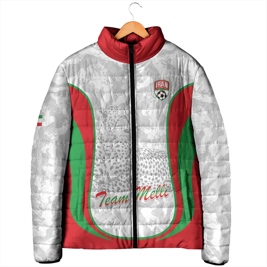 Iran Football Custom Padded Jacket Come On Team Melli Cheetah - Wonder Print Shop