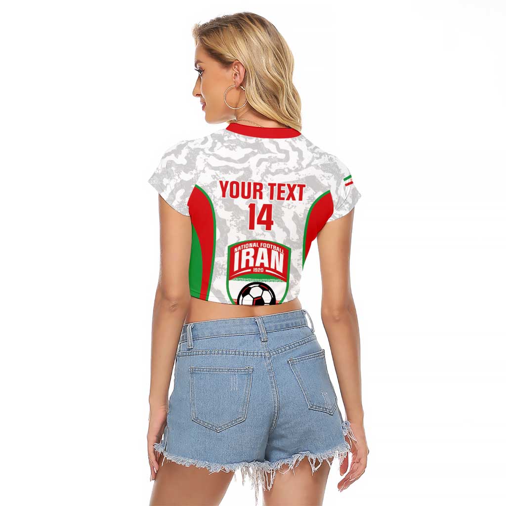 Iran Football Custom Raglan Cropped T Shirt Come On Team Melli Cheetah - Wonder Print Shop