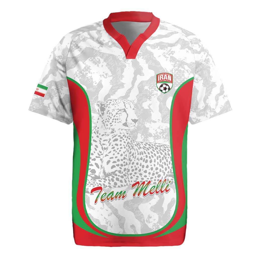 Iran Football Custom Rugby Jersey Come On Team Melli Cheetah - Wonder Print Shop