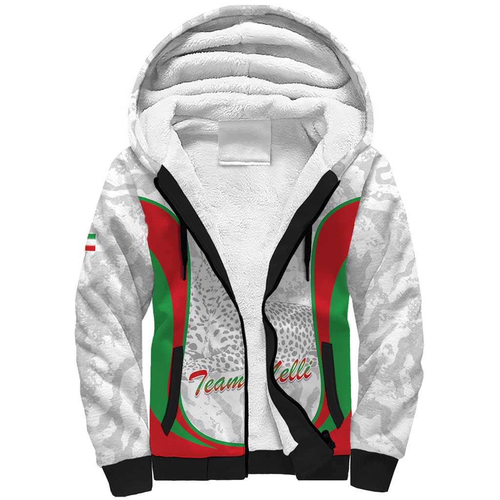 Iran Football Custom Sherpa Hoodie Come On Team Melli Cheetah - Wonder Print Shop