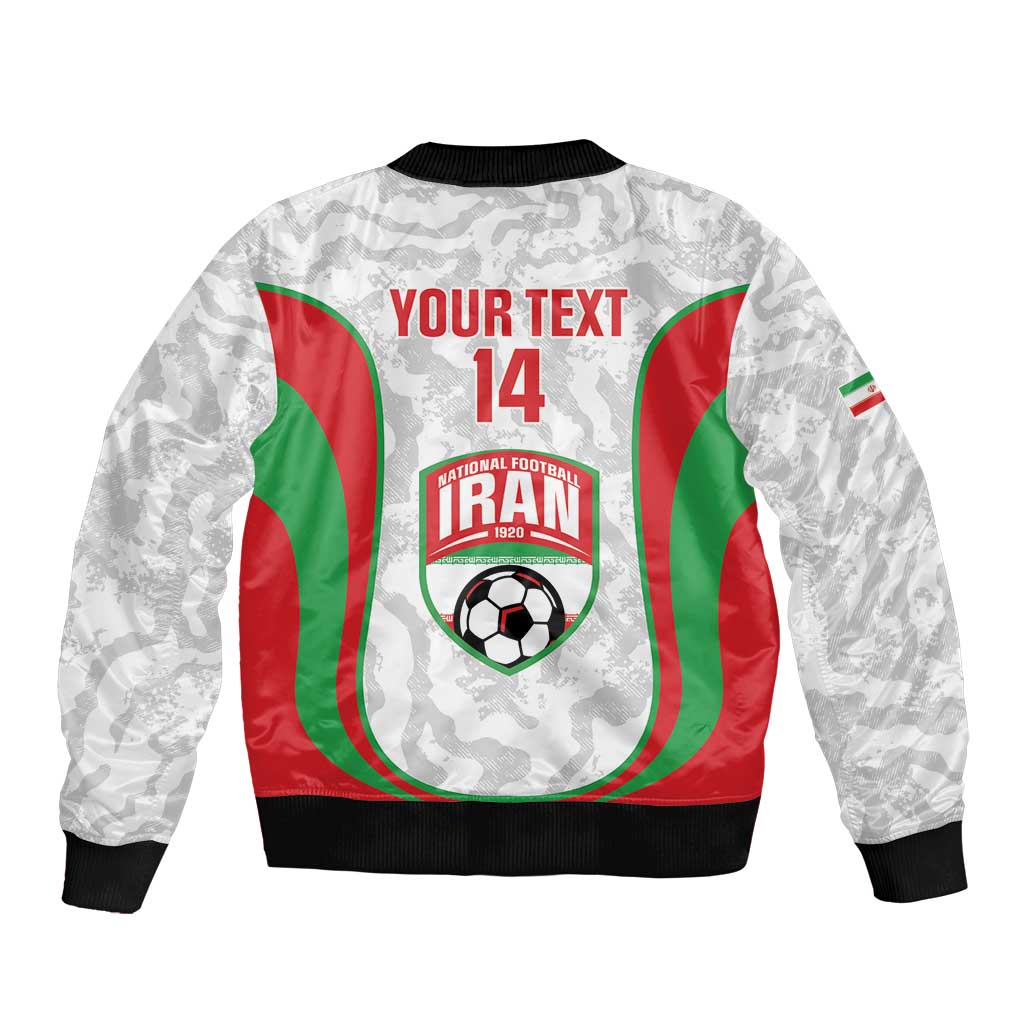 Iran Football Custom Sleeve Zip Bomber Jacket Come On Team Melli Cheetah - Wonder Print Shop