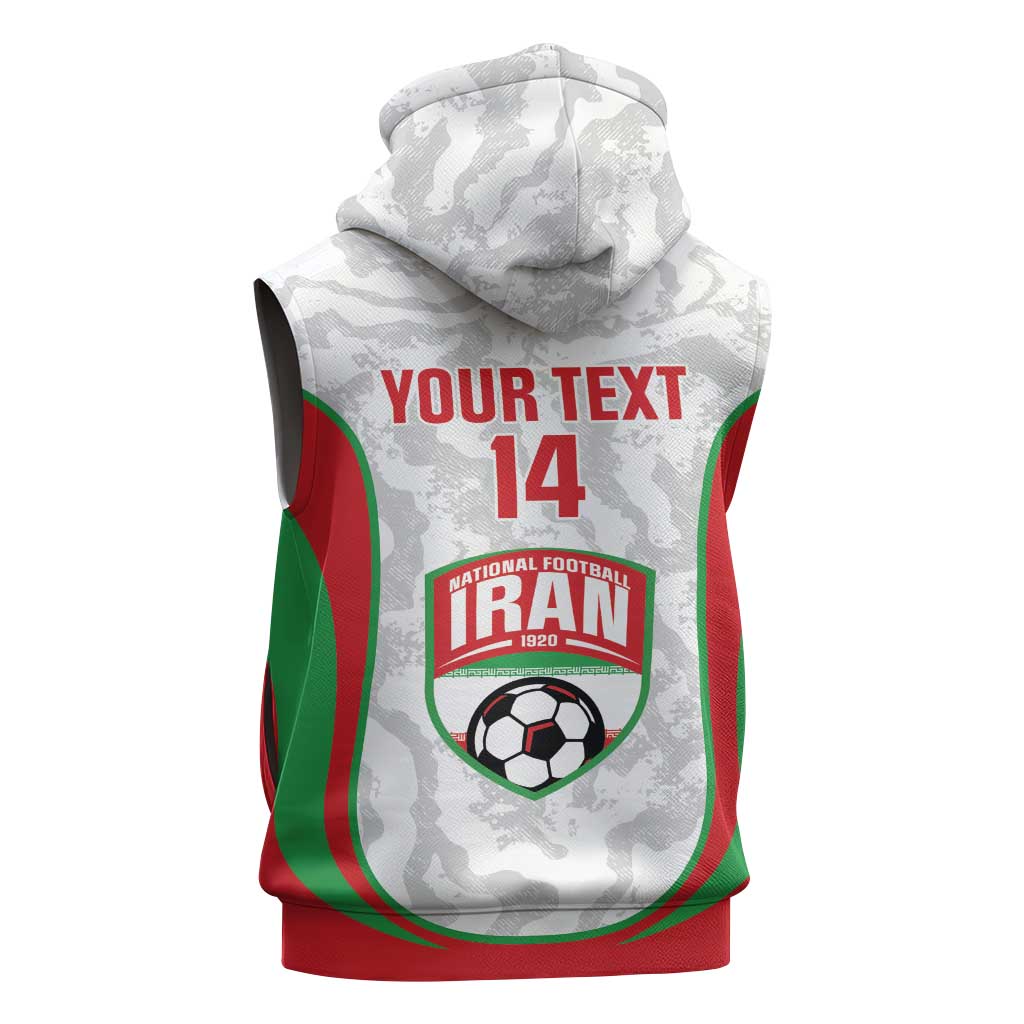 Iran Football Custom Sleeveless Hoodie Come On Team Melli Cheetah - Wonder Print Shop