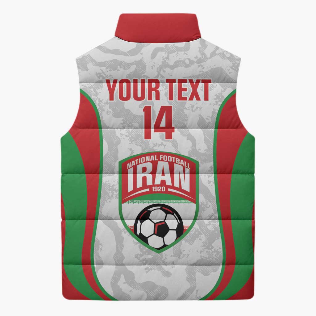 Iran Football Custom Sleeveless Puffer Jacket Come On Team Melli Cheetah - Wonder Print Shop