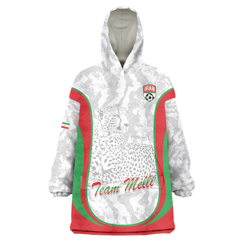 Iran Football Custom Wearable Blanket Hoodie Come On Team Melli Cheetah - Wonder Print Shop