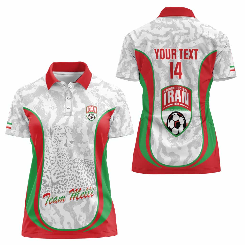 Iran Football Custom Women Polo Shirt Come On Team Melli Cheetah - Wonder Print Shop