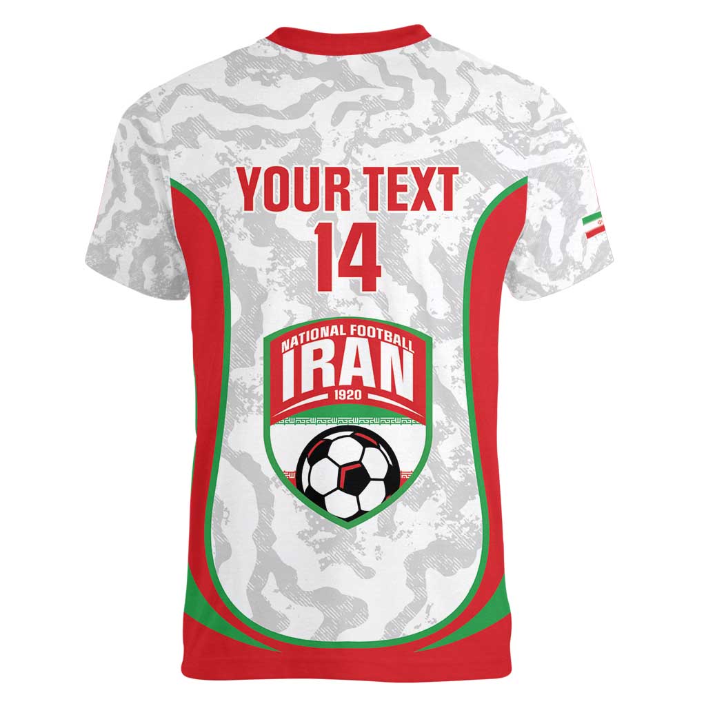 Iran Football Custom Women V-Neck T-Shirt Come On Team Melli Cheetah - Wonder Print Shop