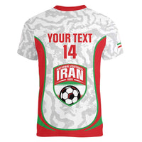 Iran Football Custom Women V-Neck T-Shirt Come On Team Melli Cheetah - Wonder Print Shop