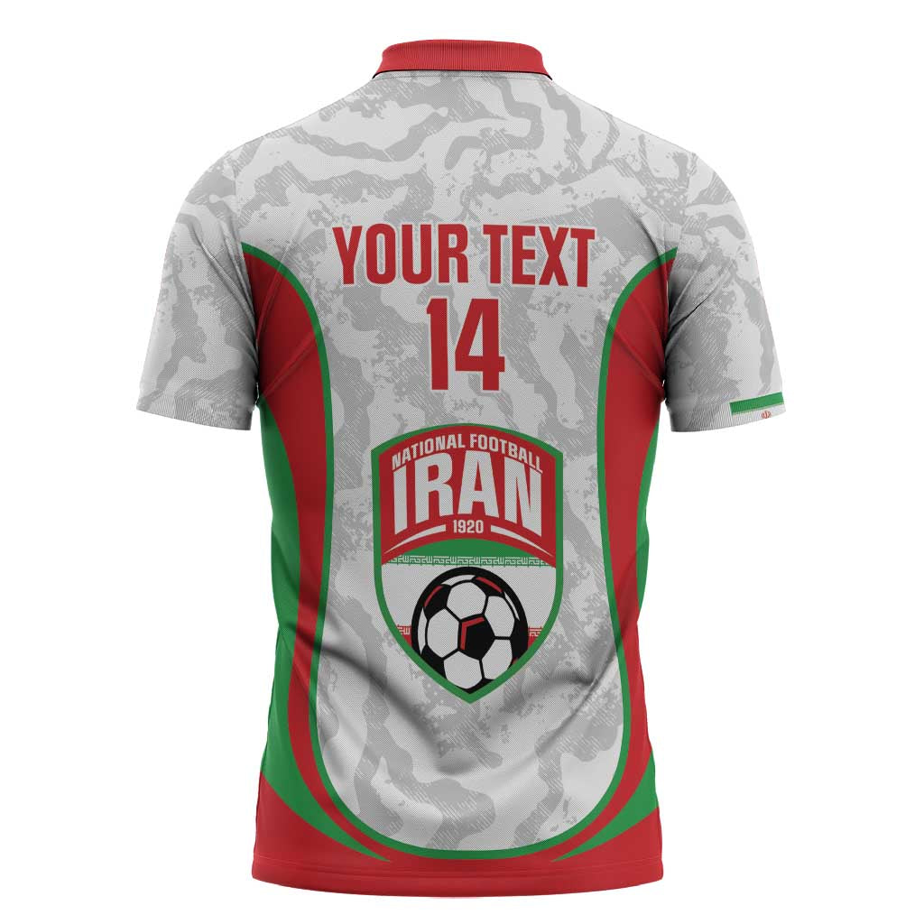 Iran Football Custom Zipper Polo Shirt Come On Team Melli Cheetah - Wonder Print Shop