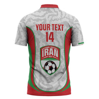 Iran Football Custom Zipper Polo Shirt Come On Team Melli Cheetah - Wonder Print Shop