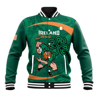 Custom Ireland Rugby Sevens Baseball Jacket Go Champions Irish Shamrock - Wonder Print Shop