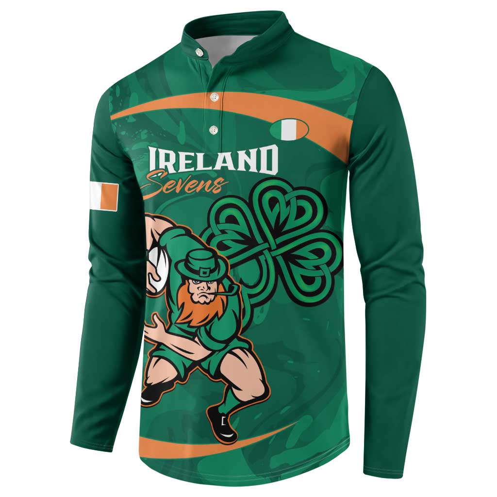 Custom Ireland Rugby Sevens Button Sweatshirt Go Champions Irish Shamrock - Wonder Print Shop
