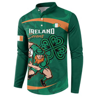 Custom Ireland Rugby Sevens Button Sweatshirt Go Champions Irish Shamrock - Wonder Print Shop