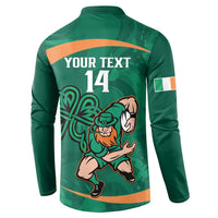 Custom Ireland Rugby Sevens Button Sweatshirt Go Champions Irish Shamrock - Wonder Print Shop