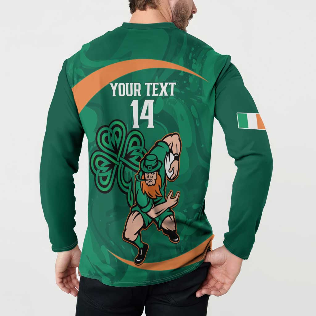 Custom Ireland Rugby Sevens Button Sweatshirt Go Champions Irish Shamrock - Wonder Print Shop