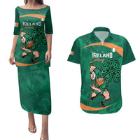 Custom Ireland Rugby Sevens Couples Matching Puletasi and Hawaiian Shirt Go Champions Irish Shamrock - Wonder Print Shop