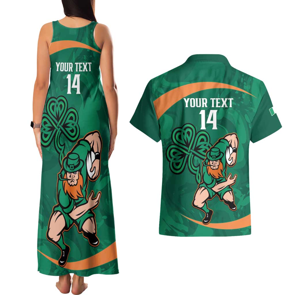 Custom Ireland Rugby Sevens Couples Matching Tank Maxi Dress and Hawaiian Shirt Go Champions Irish Shamrock - Wonder Print Shop