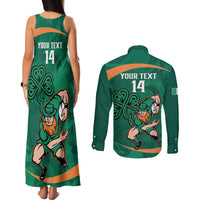 Custom Ireland Rugby Sevens Couples Matching Tank Maxi Dress and Long Sleeve Button Shirt Go Champions Irish Shamrock - Wonder Print Shop