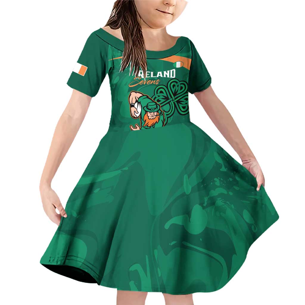Custom Ireland Rugby Sevens Family Matching Off Shoulder Short Dress and Hawaiian Shirt Go Champions Irish Shamrock - Wonder Print Shop