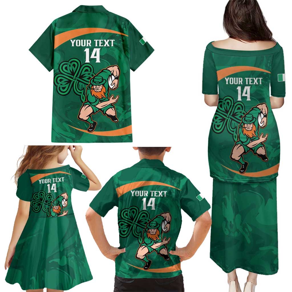 Custom Ireland Rugby Sevens Family Matching Puletasi and Hawaiian Shirt Go Champions Irish Shamrock - Wonder Print Shop