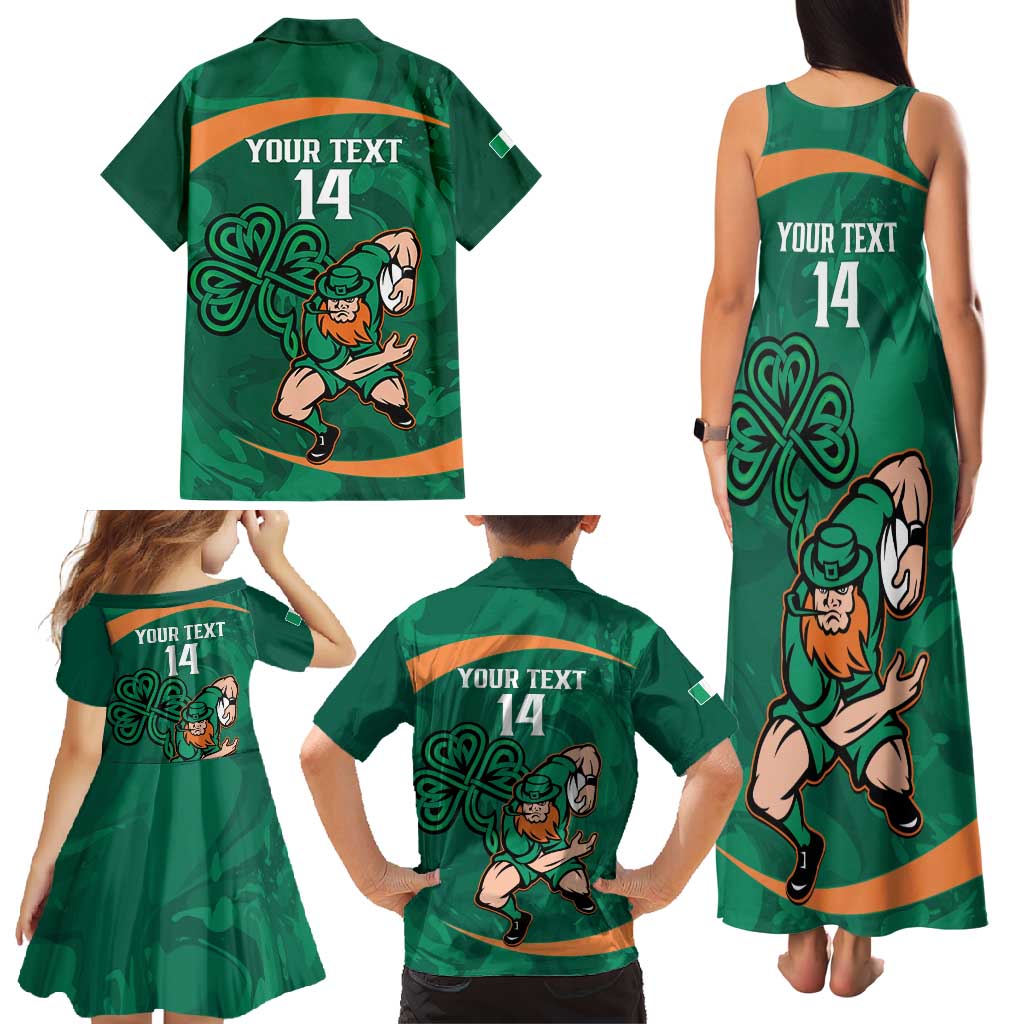 Custom Ireland Rugby Sevens Family Matching Tank Maxi Dress and Hawaiian Shirt Go Champions Irish Shamrock - Wonder Print Shop