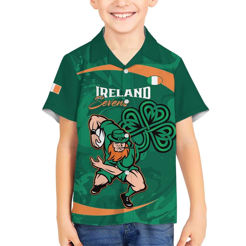 Custom Ireland Rugby Sevens Kid Hawaiian Shirt Go Champions Irish Shamrock - Wonder Print Shop