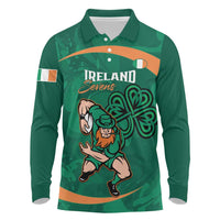 Custom Ireland Rugby Sevens Long Sleeve Polo Shirt Go Champions Irish Shamrock - Wonder Print Shop