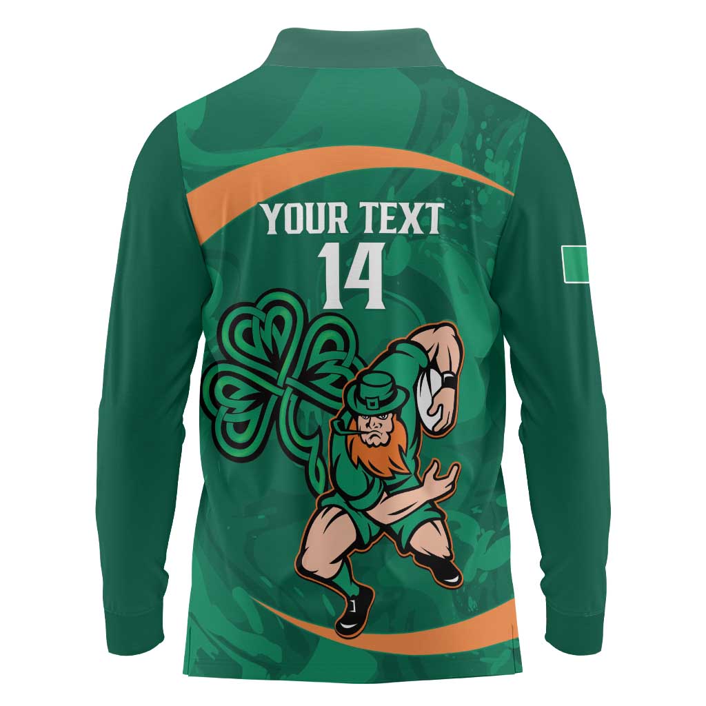 Custom Ireland Rugby Sevens Long Sleeve Polo Shirt Go Champions Irish Shamrock - Wonder Print Shop