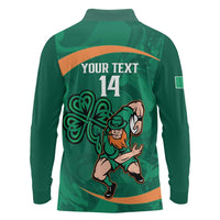 Custom Ireland Rugby Sevens Long Sleeve Polo Shirt Go Champions Irish Shamrock - Wonder Print Shop
