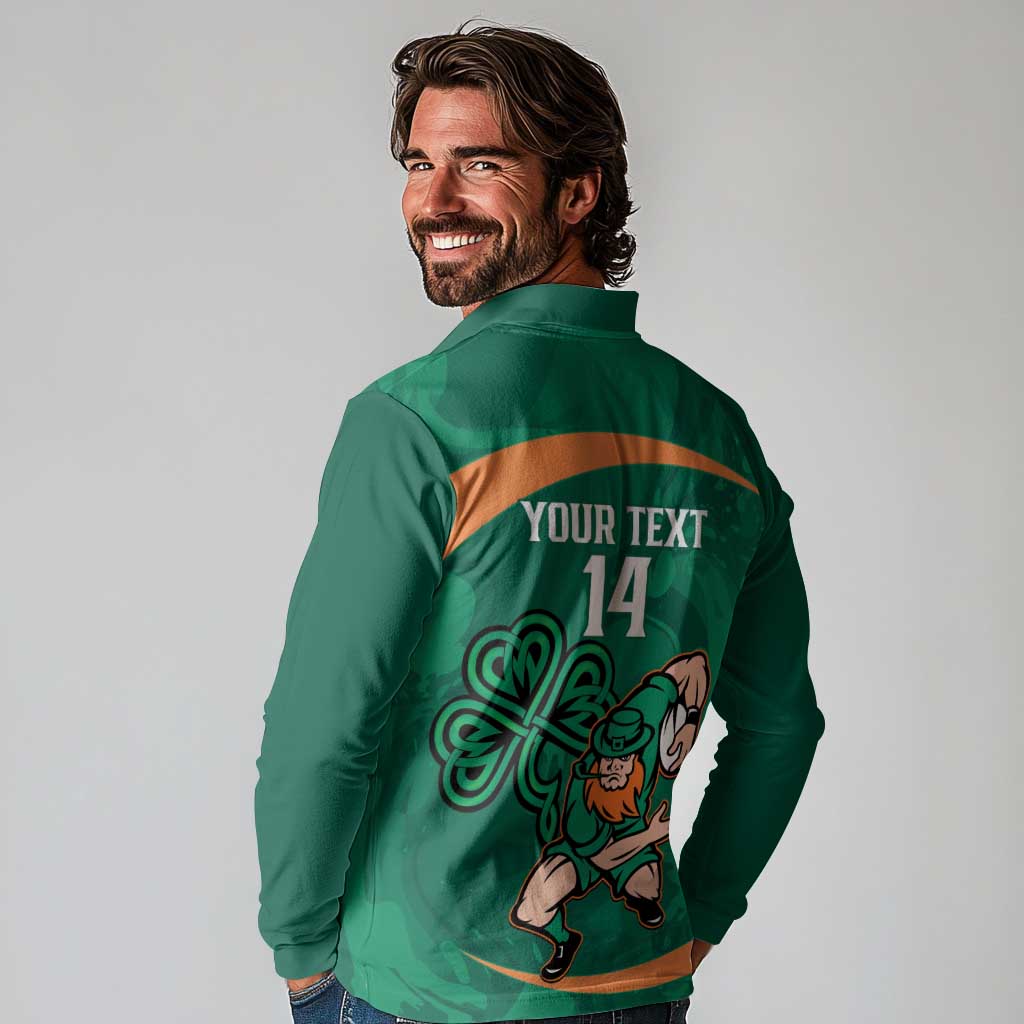 Custom Ireland Rugby Sevens Long Sleeve Polo Shirt Go Champions Irish Shamrock - Wonder Print Shop