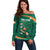 Custom Ireland Rugby Sevens Off Shoulder Sweater Go Champions Irish Shamrock - Wonder Print Shop