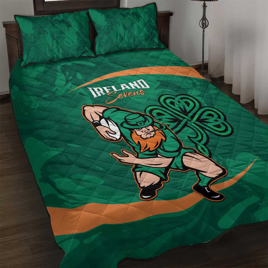 Ireland Rugby Sevens Quilt Bed Set Go Champions Irish Shamrock - Wonder Print Shop