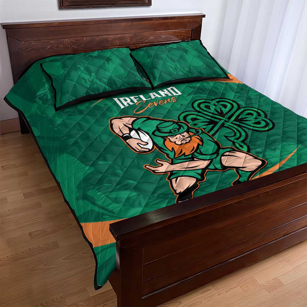 Ireland Rugby Sevens Quilt Bed Set Go Champions Irish Shamrock - Wonder Print Shop