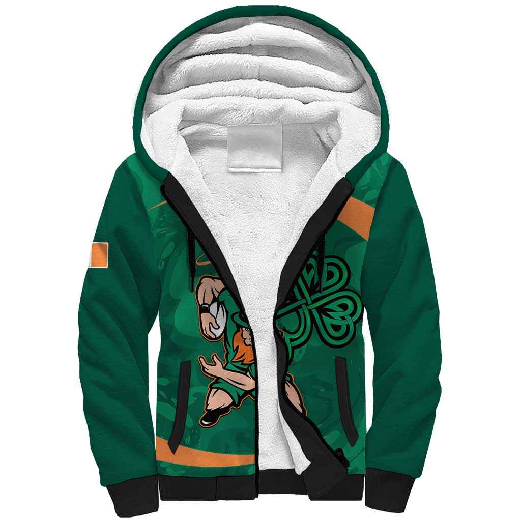 Custom Ireland Rugby Sevens Sherpa Hoodie Go Champions Irish Shamrock - Wonder Print Shop