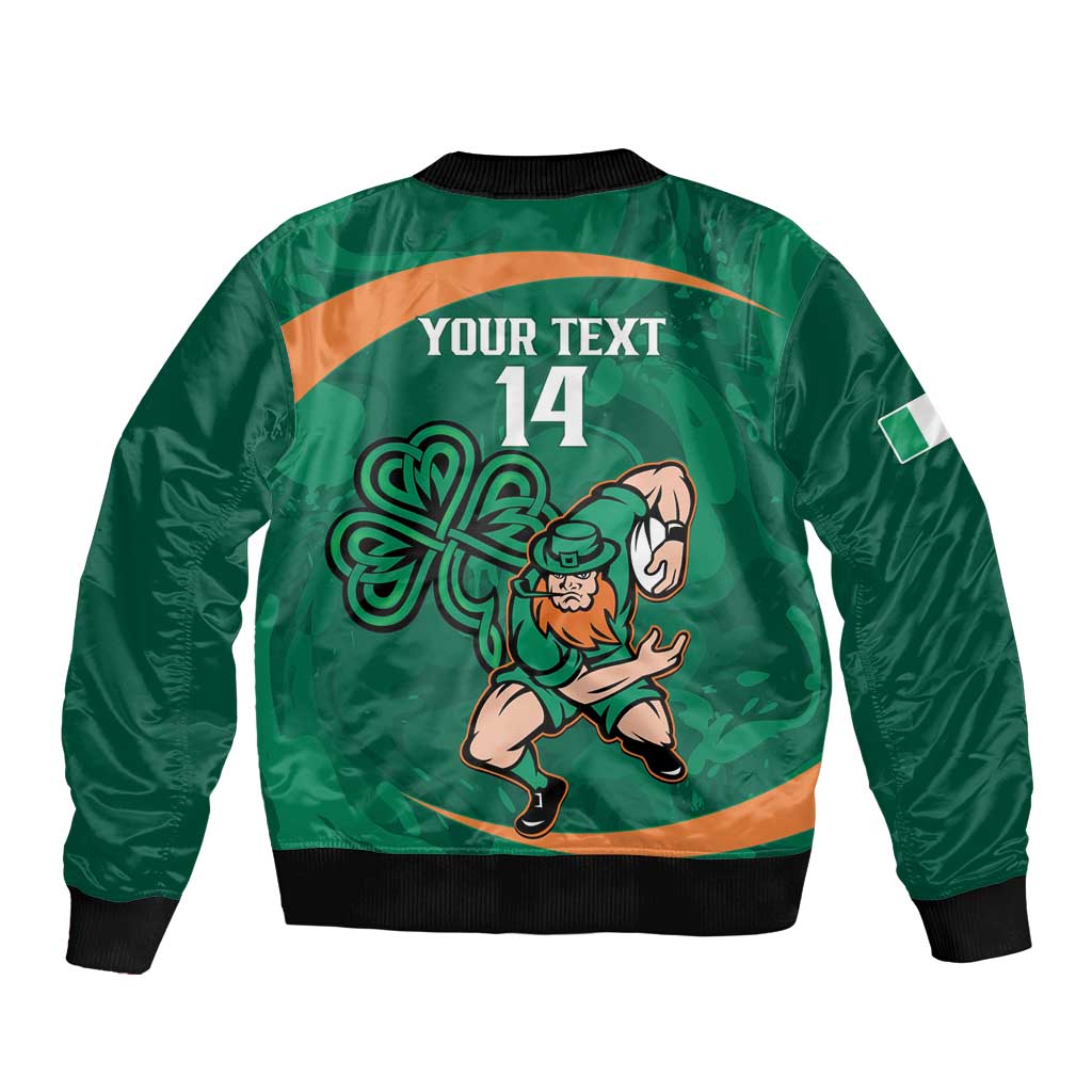Custom Ireland Rugby Sevens Sleeve Zip Bomber Jacket Go Champions Irish Shamrock - Wonder Print Shop