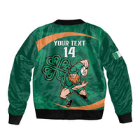 Custom Ireland Rugby Sevens Sleeve Zip Bomber Jacket Go Champions Irish Shamrock - Wonder Print Shop