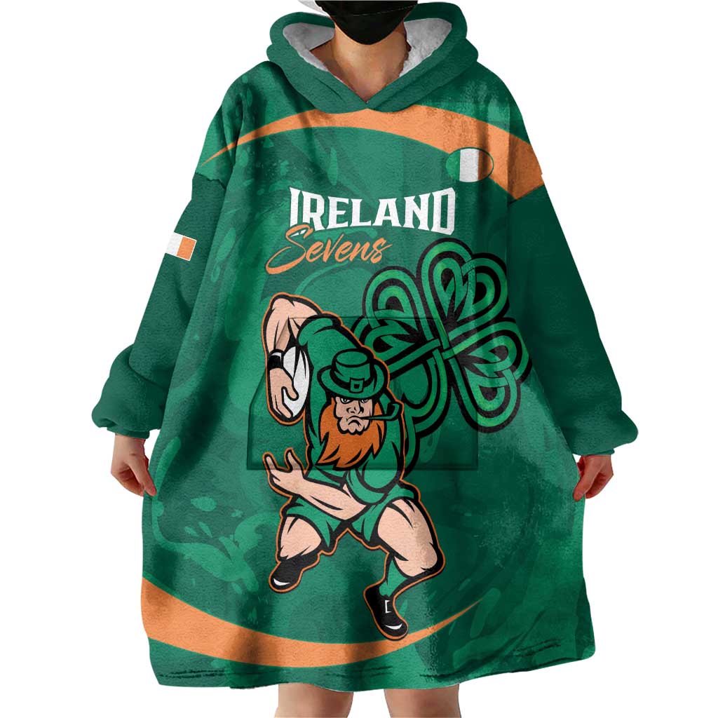 Custom Ireland Rugby Sevens Wearable Blanket Hoodie Go Champions Irish Shamrock - Wonder Print Shop