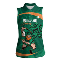 Custom Ireland Rugby Sevens Women Sleeveless Polo Shirt Go Champions Irish Shamrock - Wonder Print Shop