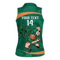 Custom Ireland Rugby Sevens Women Sleeveless Polo Shirt Go Champions Irish Shamrock - Wonder Print Shop