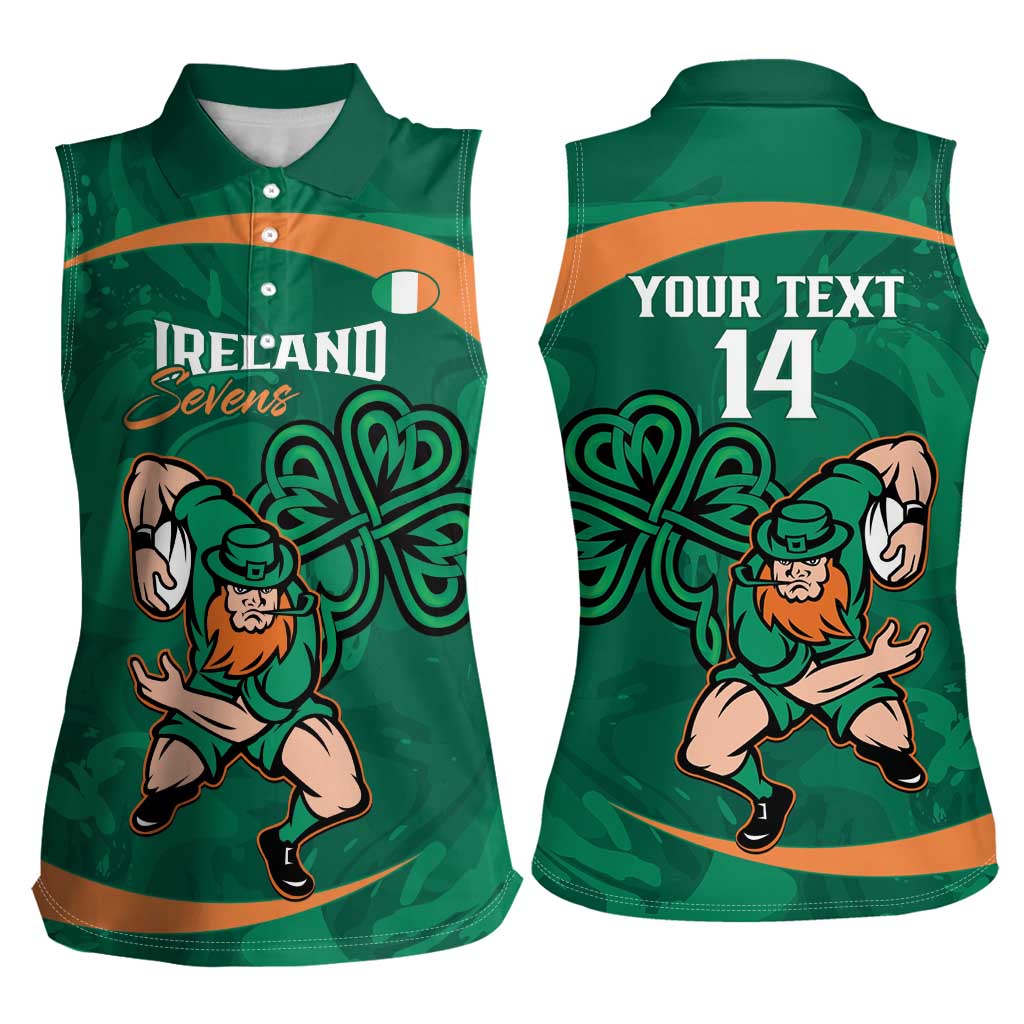 Custom Ireland Rugby Sevens Women Sleeveless Polo Shirt Go Champions Irish Shamrock - Wonder Print Shop