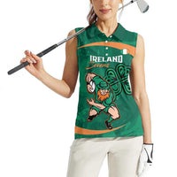 Custom Ireland Rugby Sevens Women Sleeveless Polo Shirt Go Champions Irish Shamrock - Wonder Print Shop