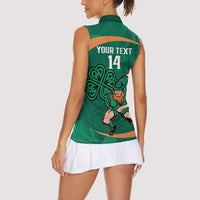 Custom Ireland Rugby Sevens Women Sleeveless Polo Shirt Go Champions Irish Shamrock - Wonder Print Shop