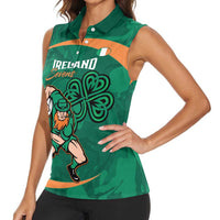Custom Ireland Rugby Sevens Women Sleeveless Polo Shirt Go Champions Irish Shamrock - Wonder Print Shop