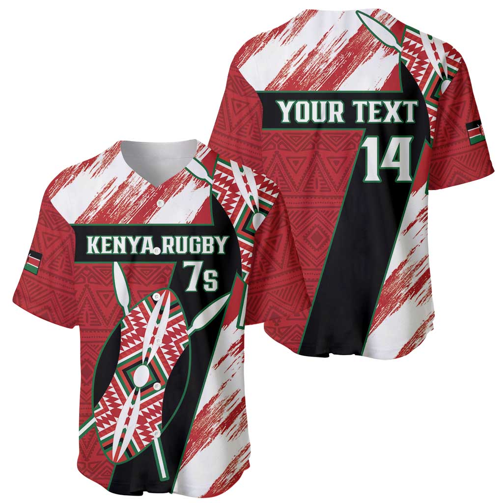 Custom Kenya Rugby Sevens Baseball Jersey Go Champions African Pattern - Wonder Print Shop