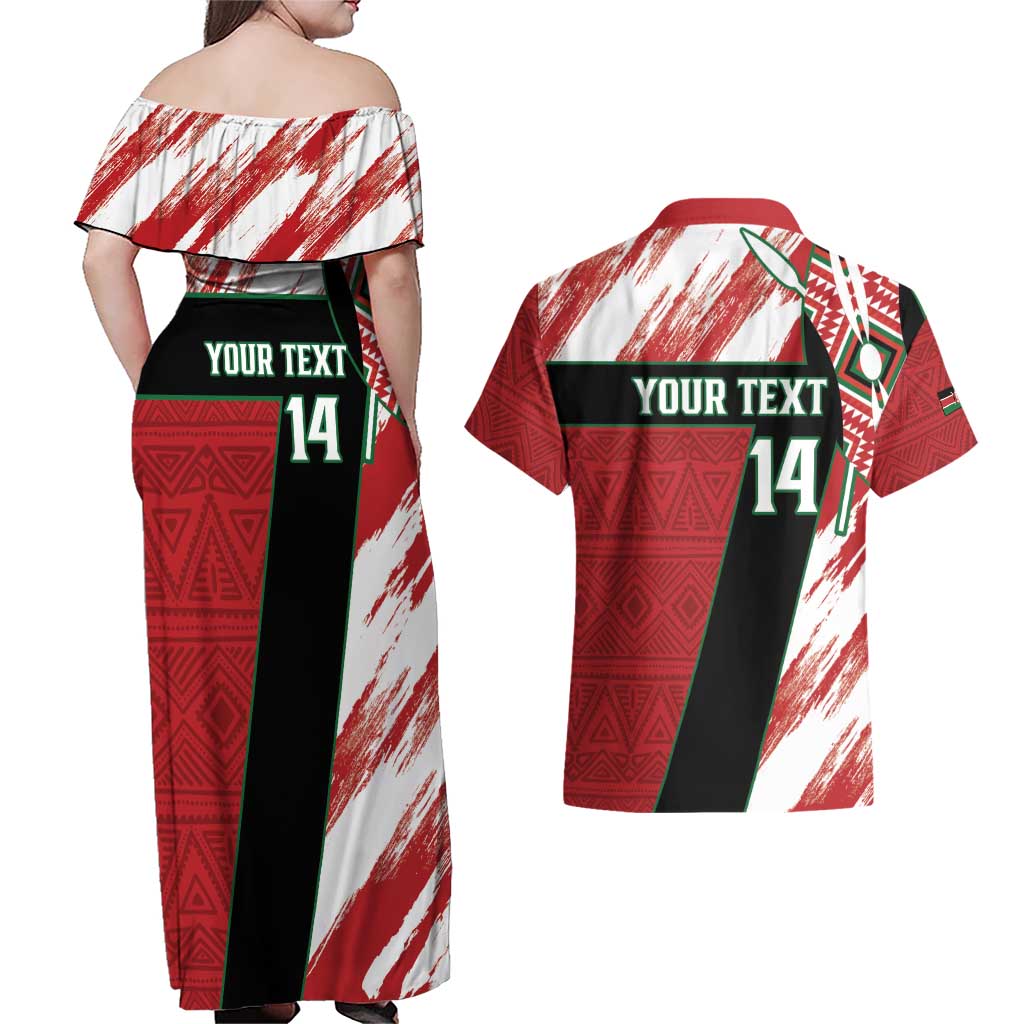 Custom Kenya Rugby Sevens Couples Matching Off Shoulder Maxi Dress and Hawaiian Shirt Go Champions African Pattern - Wonder Print Shop