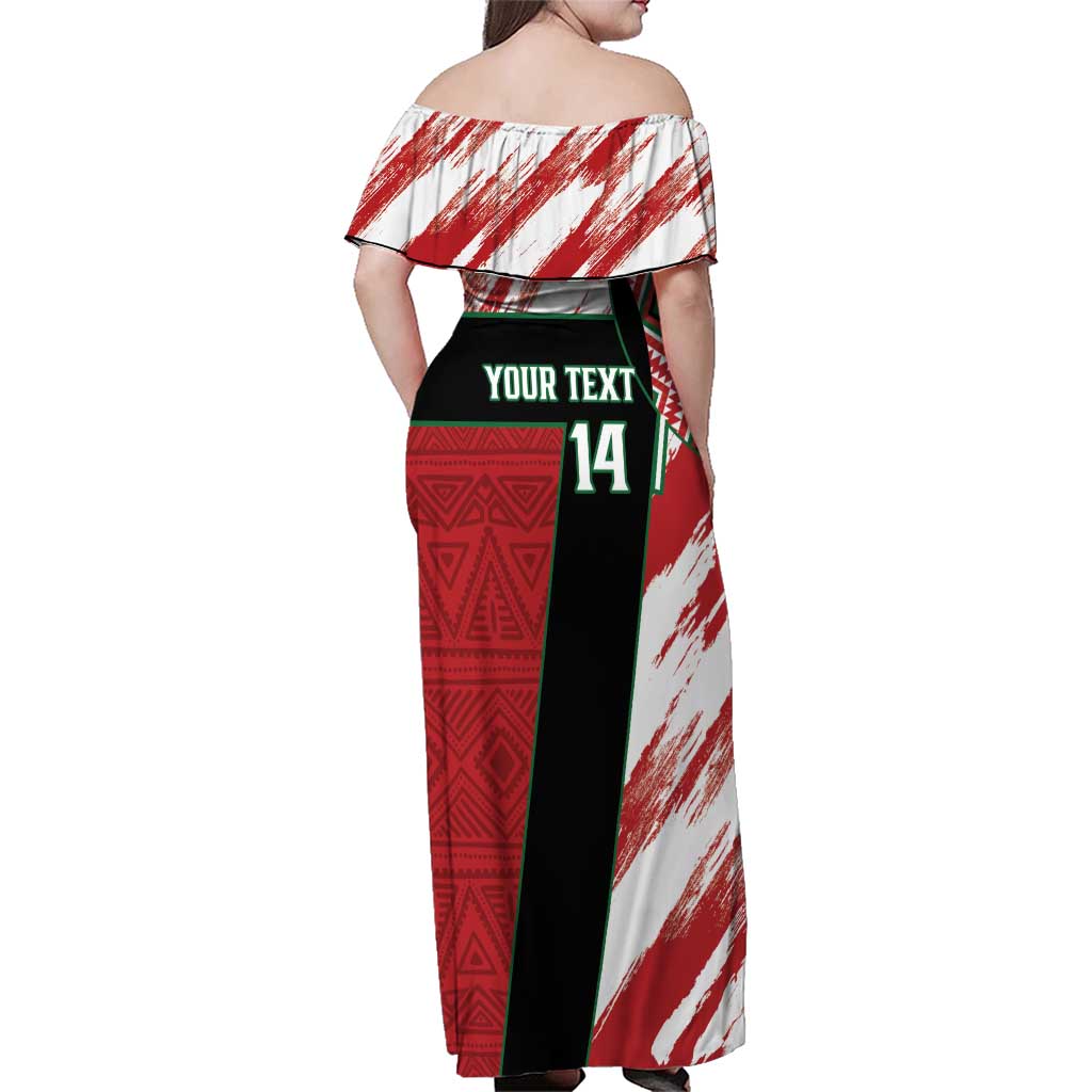 Custom Kenya Rugby Sevens Family Matching Off Shoulder Maxi Dress and Hawaiian Shirt Go Champions African Pattern - Wonder Print Shop